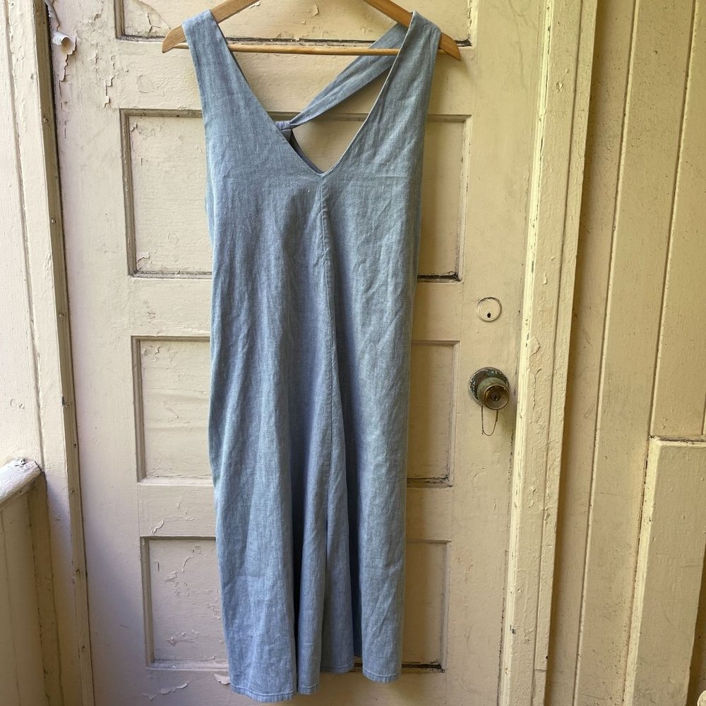James Perse Womens Sleeveless Racerback V Neck Chambray Tank Romper